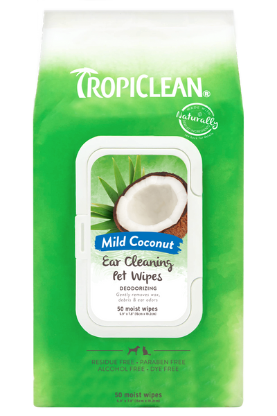 TropiClean Mild Coconut Ear Cleaning Pet Wipes