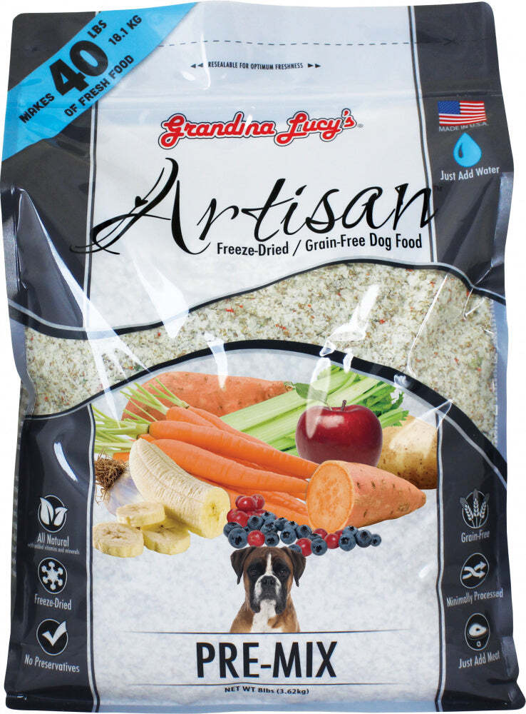Grandma Lucy's Artisan Grain Free Premix Freeze Dried Dog Food 8-lb, Makes 40 lbs of food