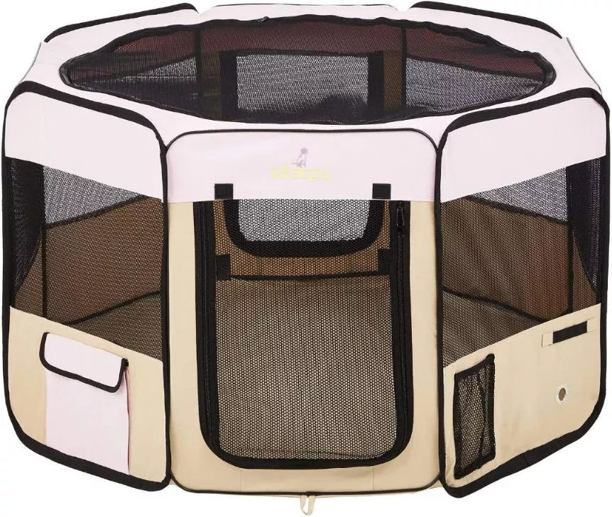 Extra Small (29"x29"x17") Pink Zampa Portable Foldable Pet playpen Exercise Pen Kennel + Carrying Case
