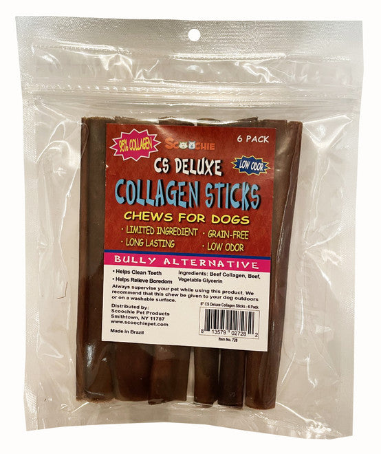 6 Inch Deluxe Collagen Sticks | 6 Pack