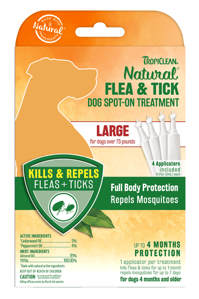 TropiClean Natural Flea And Tick Dog Spot-On Treatment - Large