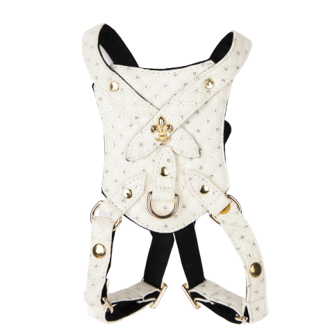 Duke & Dutchess White Sparkle Vegan Leather Dog Harness