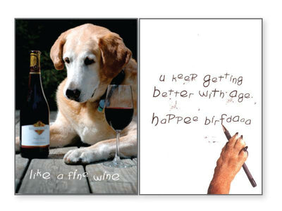 Birthday Pet Greeting Card - Like A Fine Wine