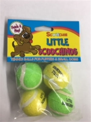 Little Scoochinos 4 Pack Puppy Tennis Balls 1.5"
