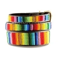 The Kenyan Collection Rainbow Beaded Leather Dog Collar