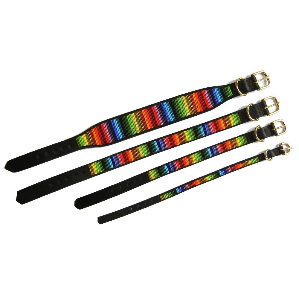 The Kenyan Collection Rainbow Beaded Leather Dog Collar