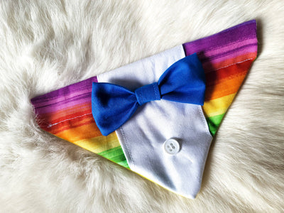 Top Rocks Doggie Wear Rainbow Pride Tuxedo Bandana