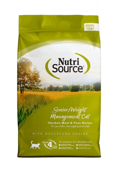 NutriSource Senior Weight Management Chicken & Rice Dry Cat Food 16-lb