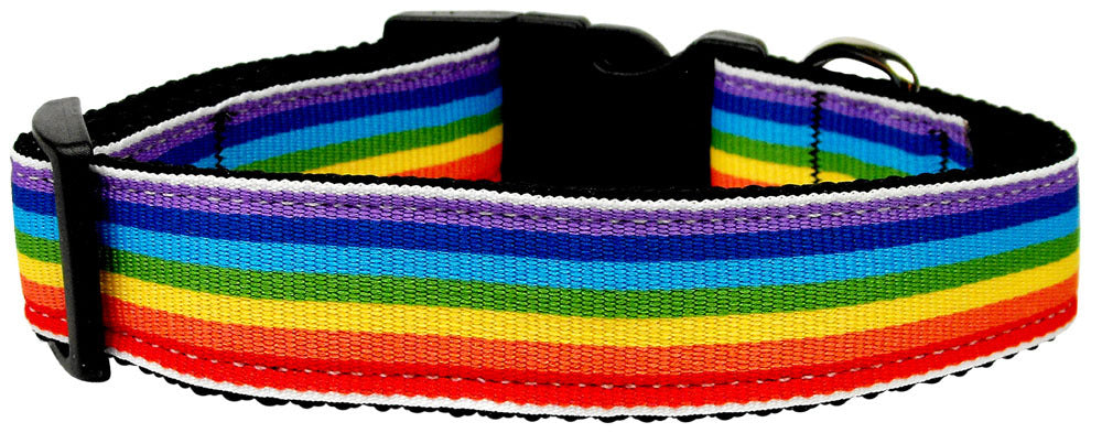 Rainbow Striped Nylon Dog Collar