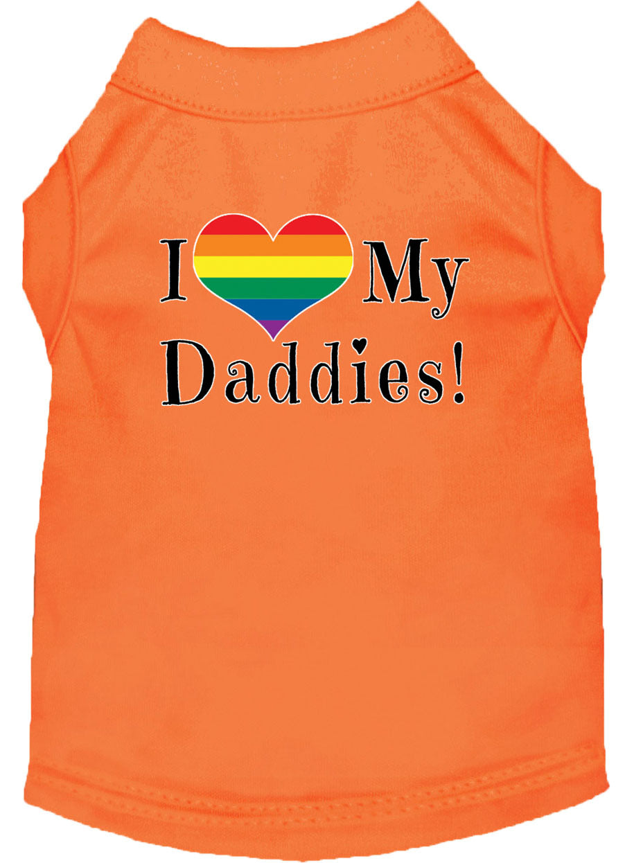 I Heart (Love) My Daddies Pride Rainbow Heart Dog T-Shirt Size XS