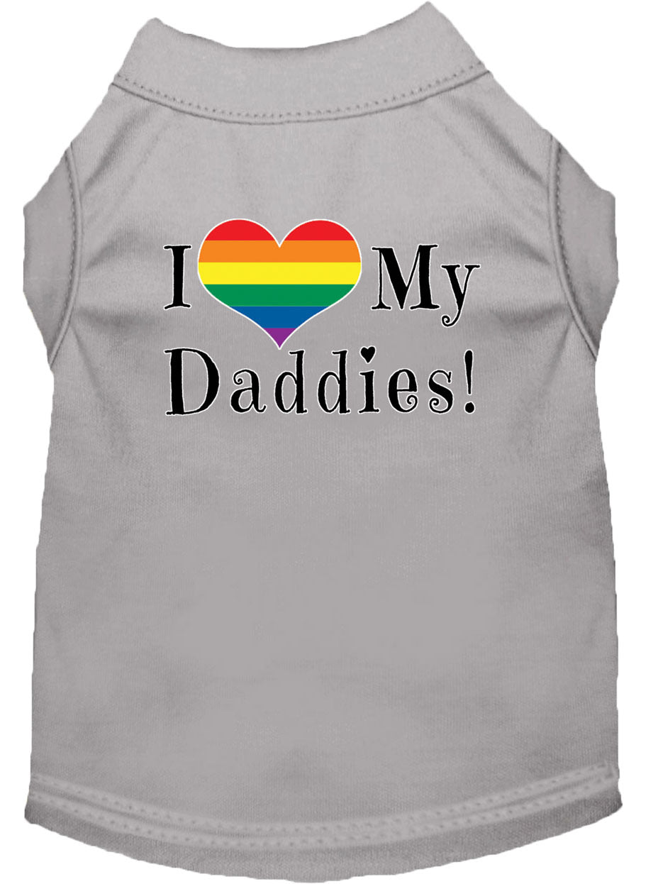 I Heart (Love) My Daddies Pride Rainbow Heart Dog T-Shirt Size XS