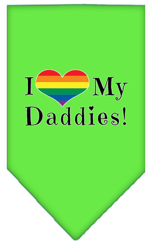 I Heart (Love) My Daddies Pride Rainbow Heart Pet Bandana Size LG