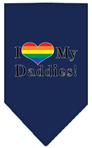 I Heart (Love) My Daddies Pride Rainbow Heart Pet Bandana Size LG