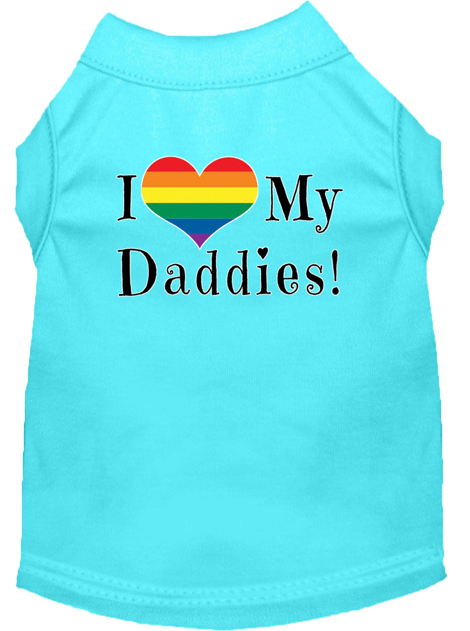 I Heart (Love) My Daddies Pride Rainbow Heart Dog T-Shirt Size XS