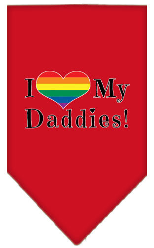 I Heart (Love) My Daddies Pride Rainbow Heart Pet Bandana Size SM