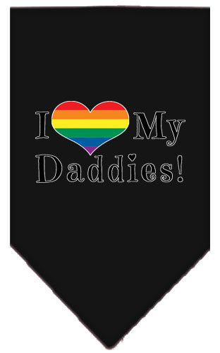 I Heart (Love) My Daddies Pride Rainbow Heart Pet Bandana Size SM