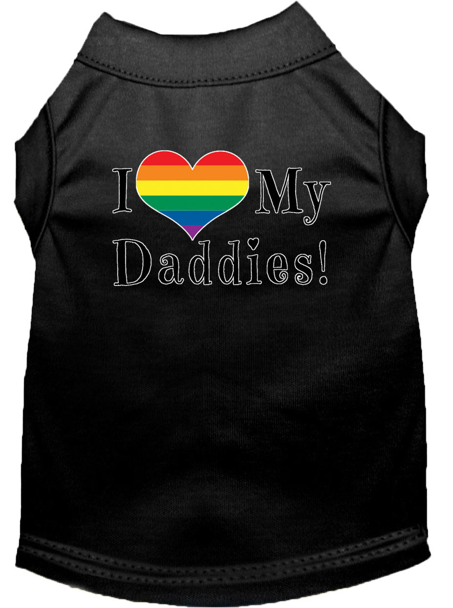 I Heart (Love) My Daddies Pride Rainbow Heart Dog T-Shirt Size XXL