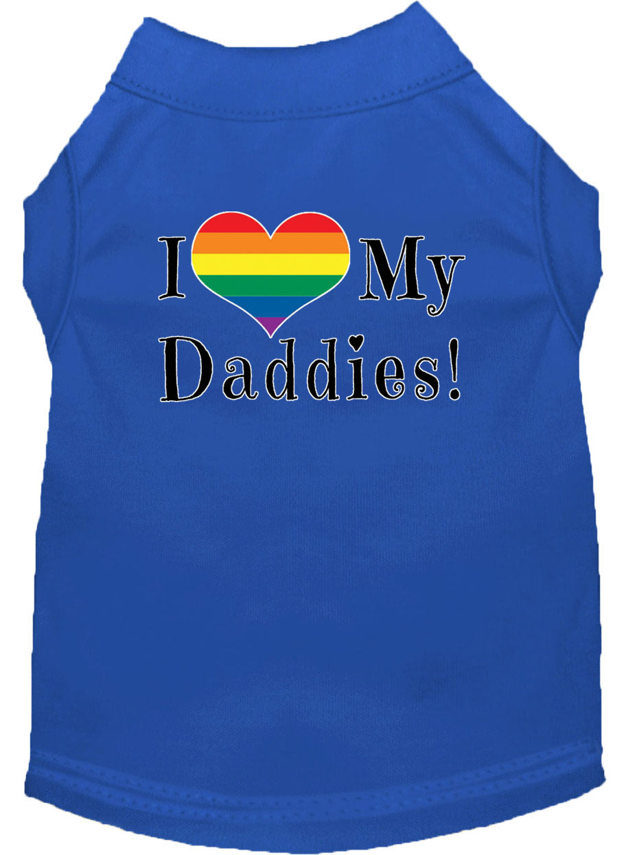 I Heart (Love) My Daddies Pride Rainbow Heart Dog T-Shirt Size LG