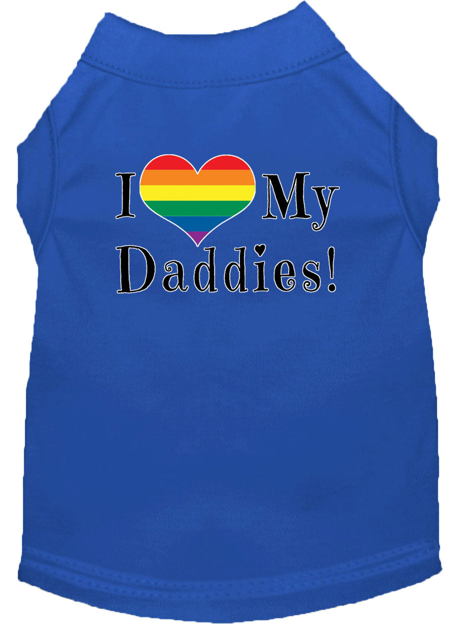 I Heart (Love) My Daddies Pride Rainbow Heart Dog T-Shirt Size SM