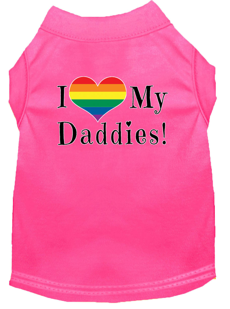 I Heart (Love) My Daddies Pride Rainbow Heart Dog T-Shirt Size MD