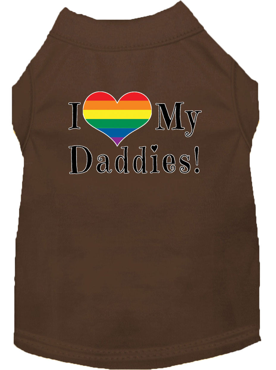 I Heart (Love) My Daddies Pride Rainbow Heart Dog T-Shirt Size SM