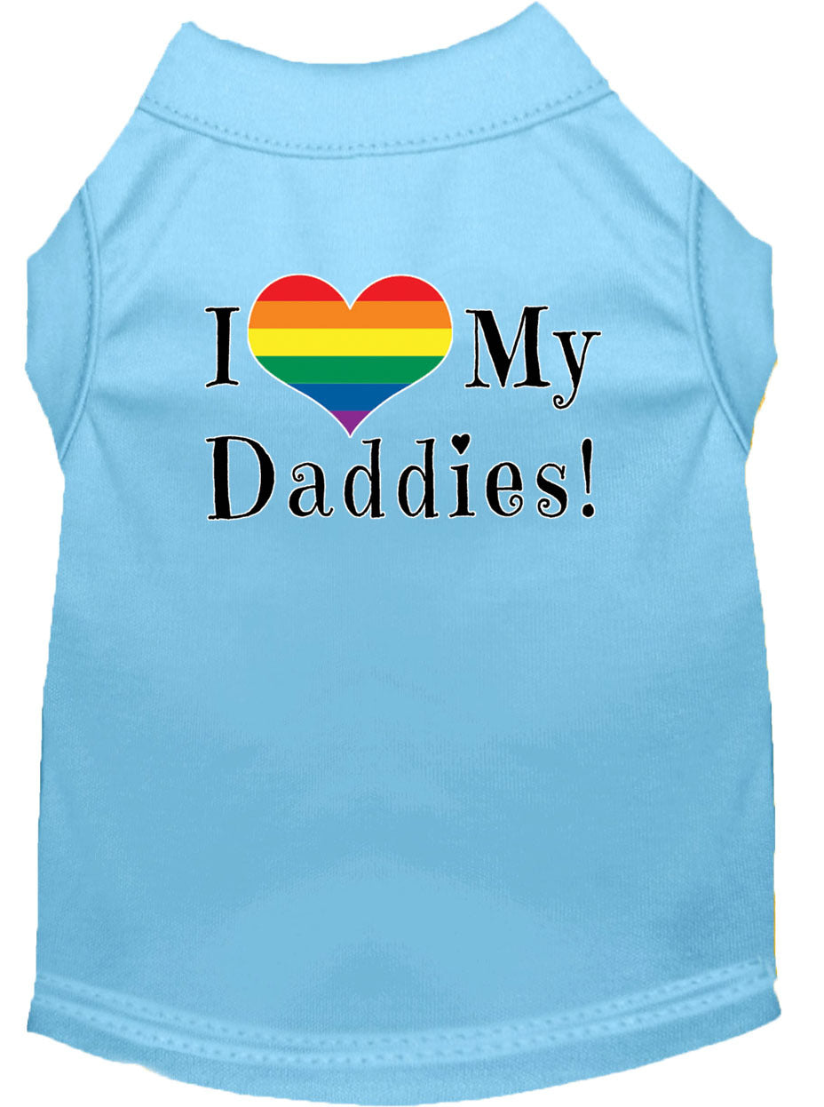 I Heart (Love) My Daddies Pride Rainbow Heart Dog T-Shirt Size XS