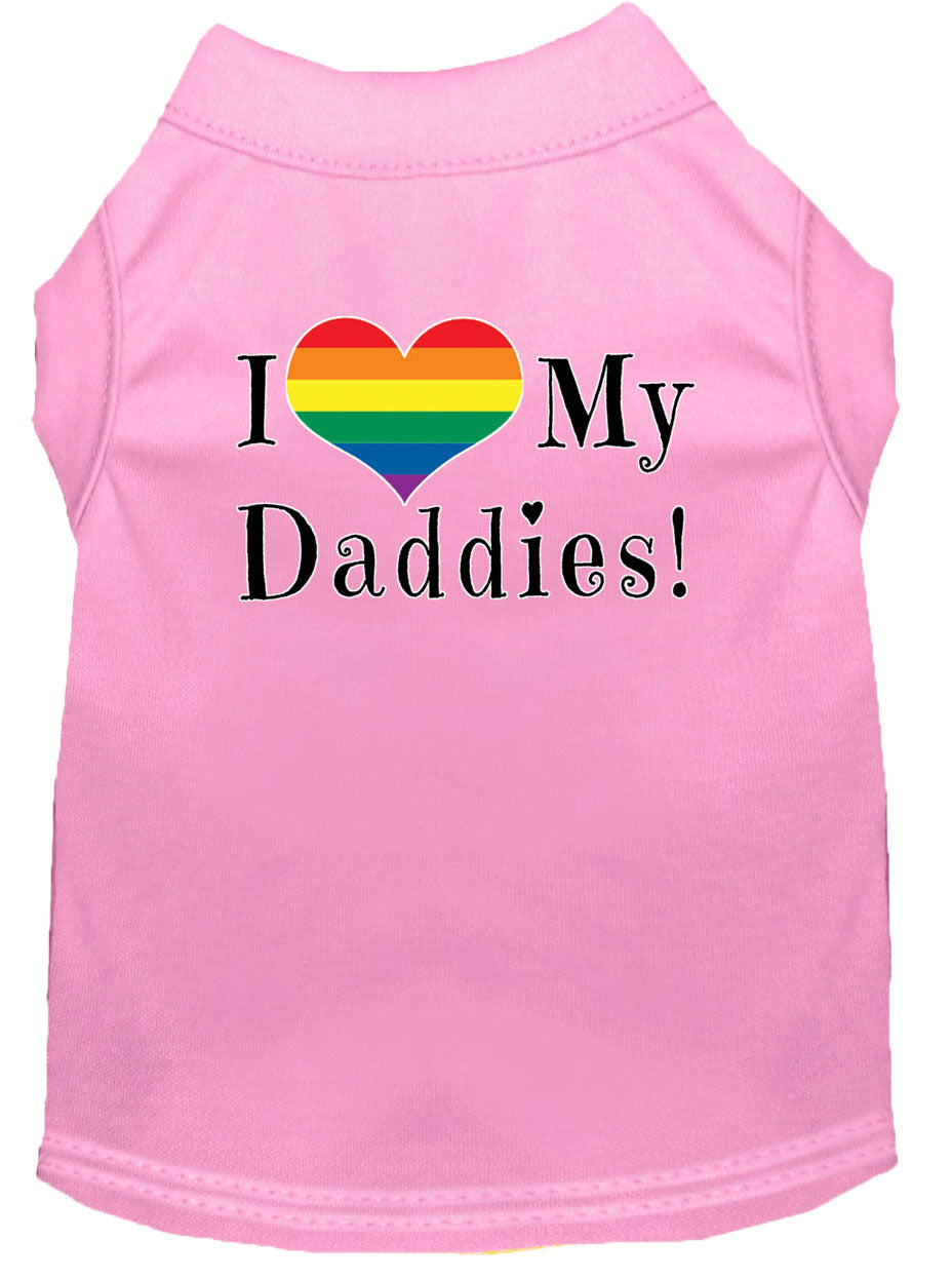 I Heart (Love) My Daddies Pride Rainbow Heart Dog T-Shirt Size XS