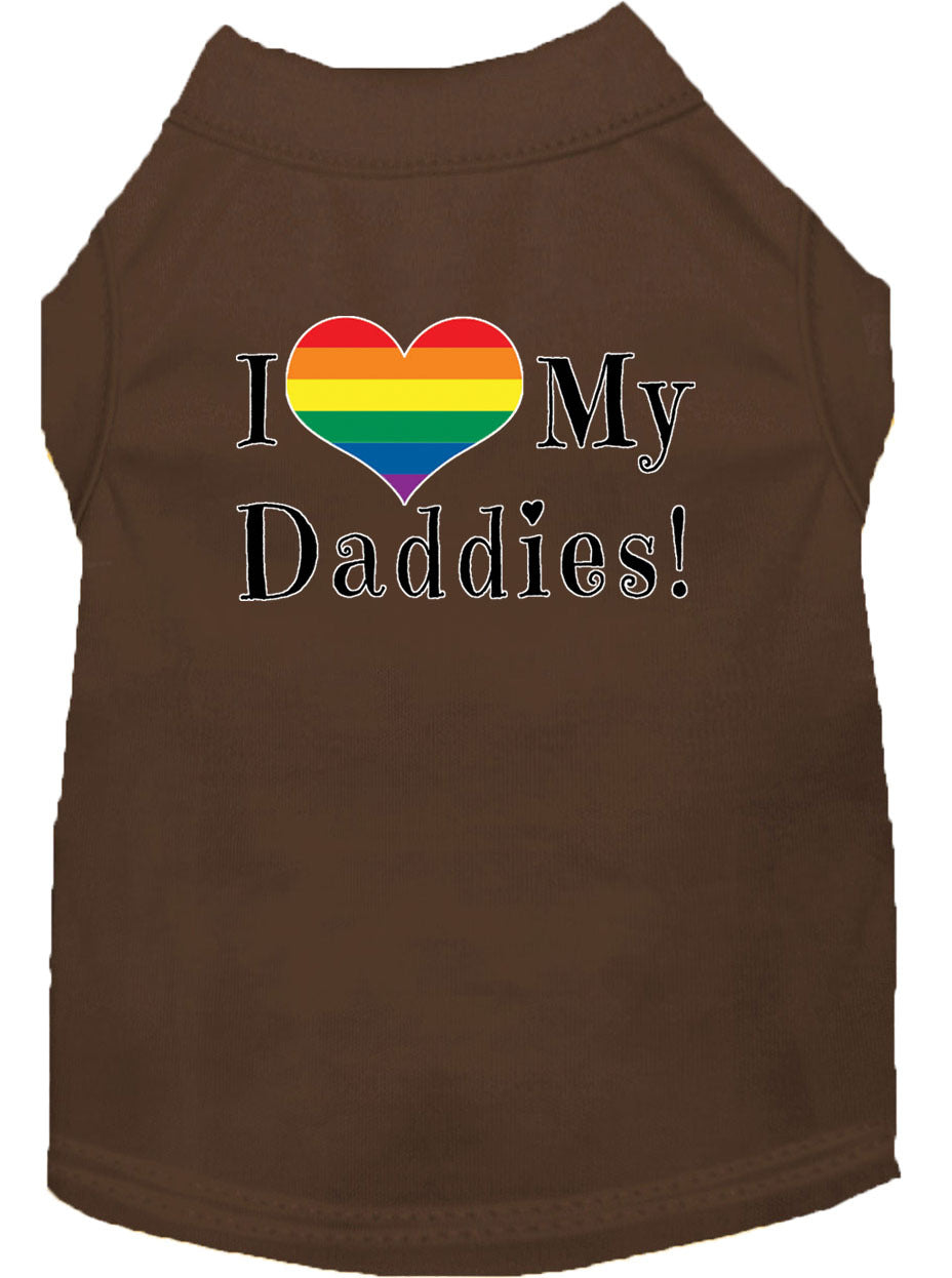 I Heart (Love) My Daddies Pride Rainbow Heart Dog T-Shirt Size XL