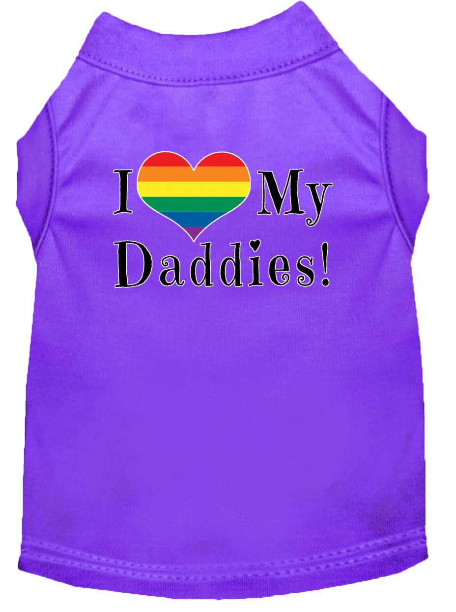 I Heart (Love) My Daddies Pride Rainbow Heart Dog T-Shirt Size XS