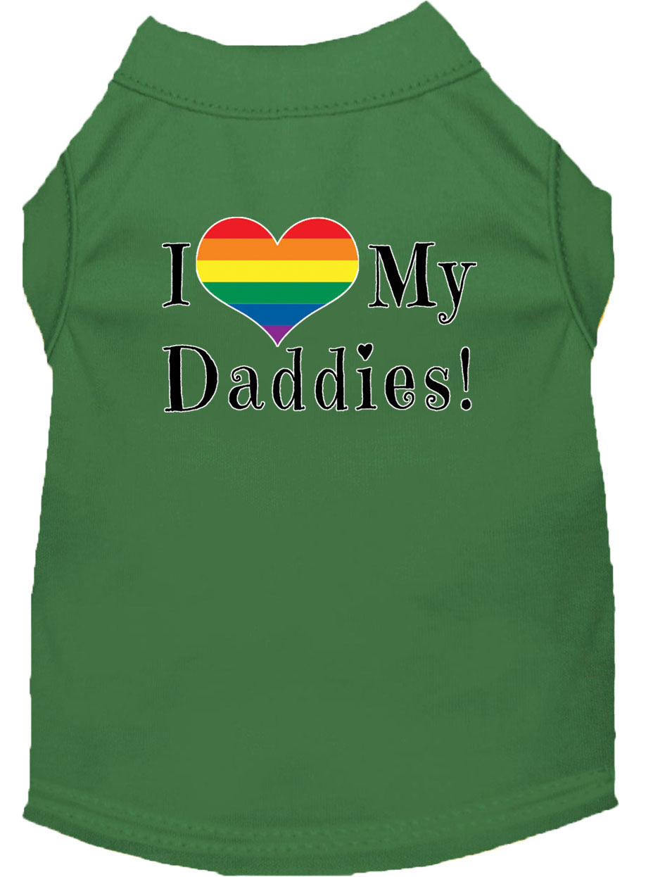 I Heart (Love) My Daddies Pride Rainbow Heart Dog T-Shirt Size SM