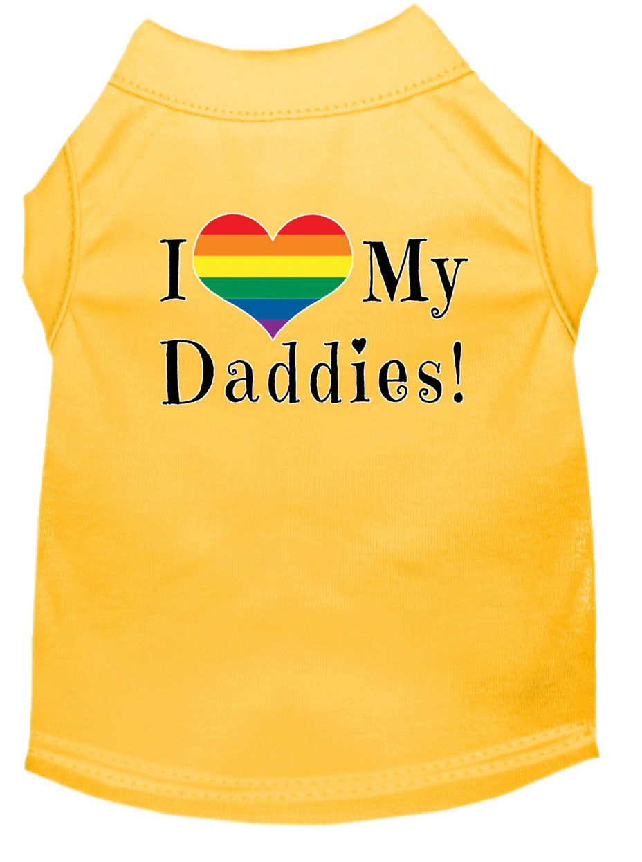 I Heart (Love) My Daddies Pride Rainbow Heart Dog T-Shirt Size XS