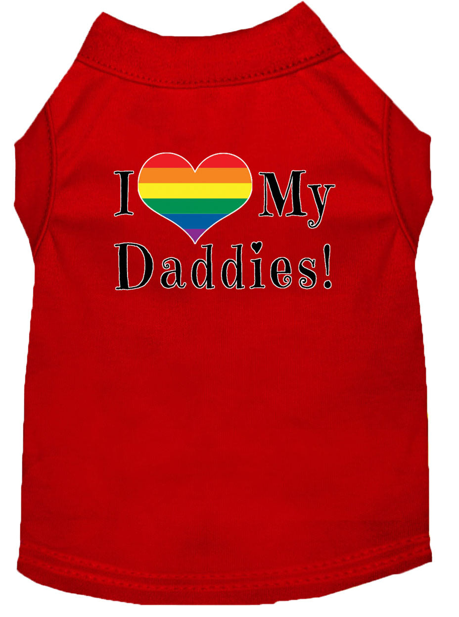 I Heart (Love) My Daddies Pride Rainbow Heart Dog T-Shirt Size XS