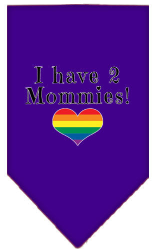 I Have 2 Mommies Rainbow Heart Pride Pet Bandana Size Small