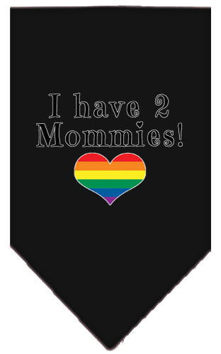 I Have 2 Mommies Rainbow Heart Pride Pet Bandana Size Large