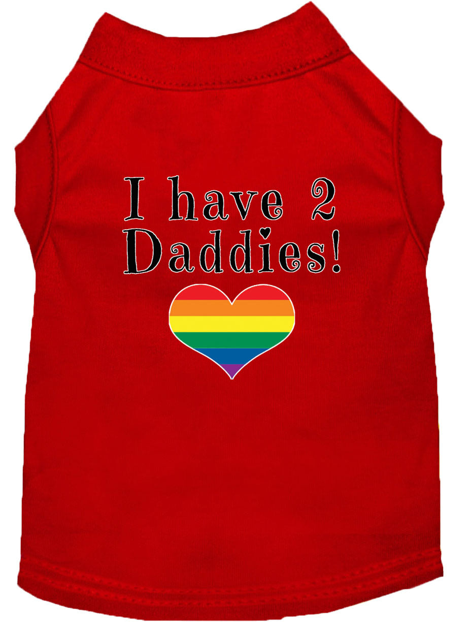 I Have Two Daddies Rainbow Heart Pride Pet T-Shirt Size MD