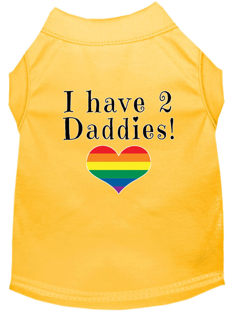 I Have Two Daddies Rainbow Heart Pride Pet T-Shirt Size XS