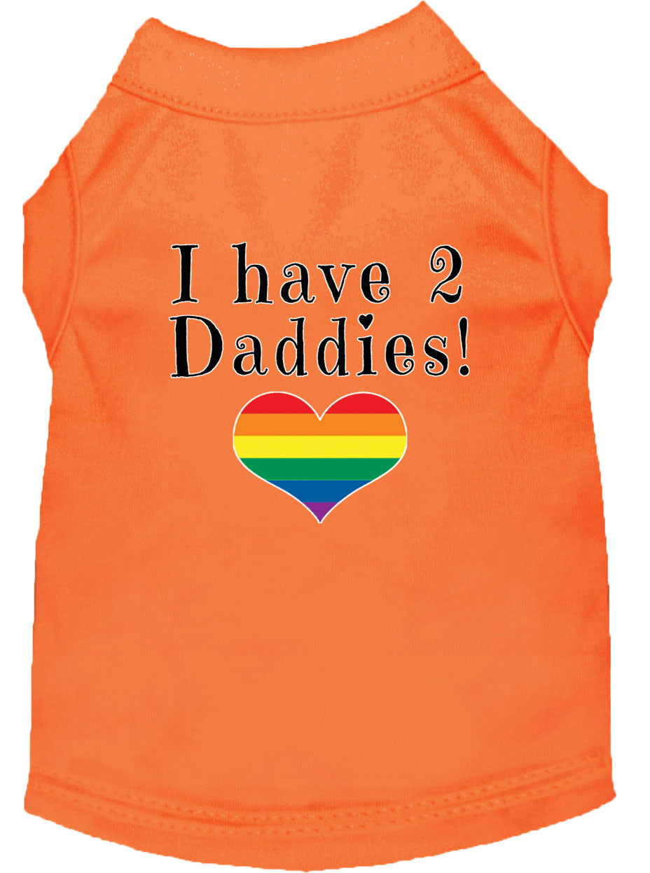 I Have Two Daddies Rainbow Heart Pride Pet T-Shirt Size XS