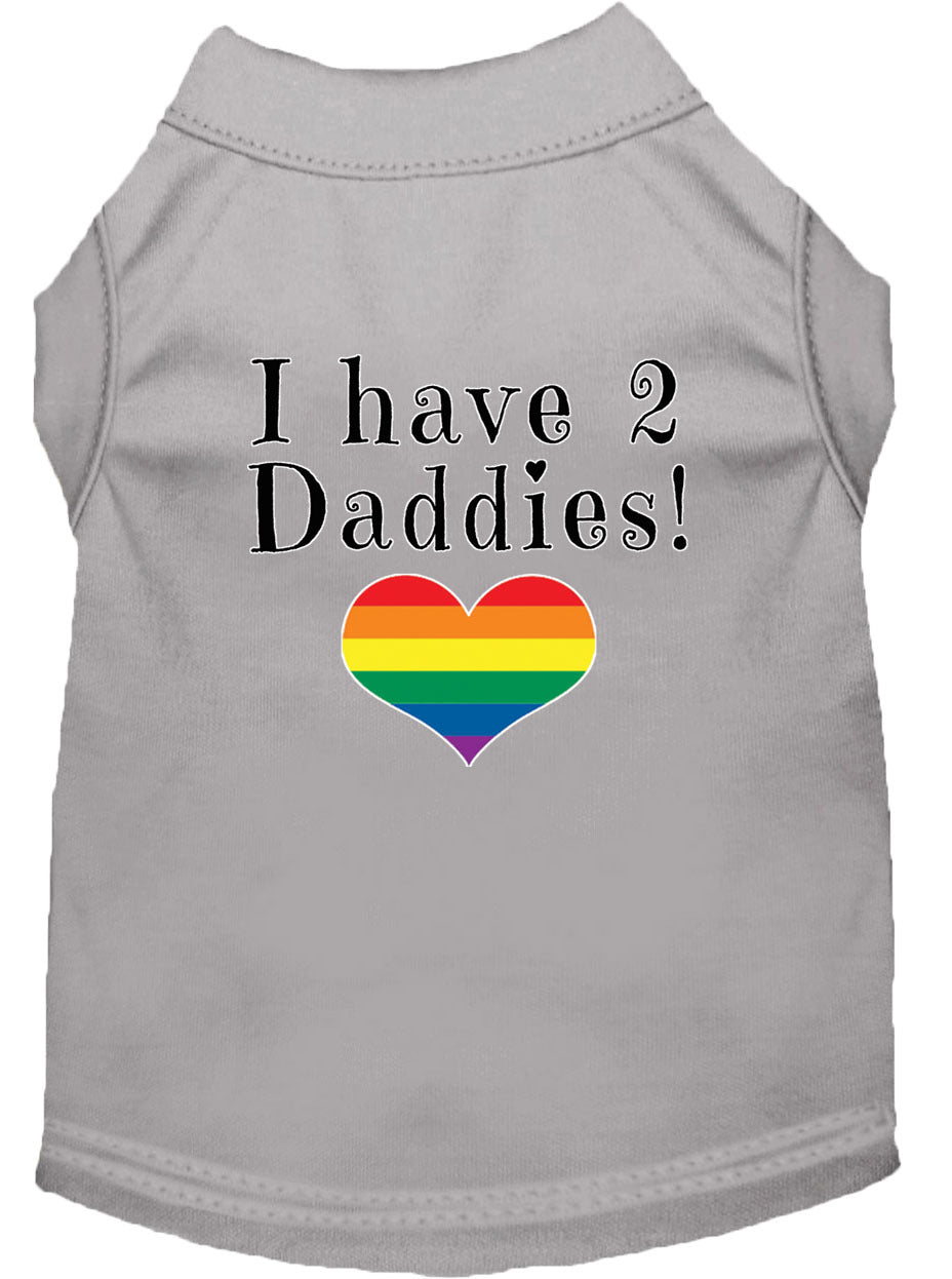 I Have Two Daddies Rainbow Heart Pride Pet T-Shirt Size XXL