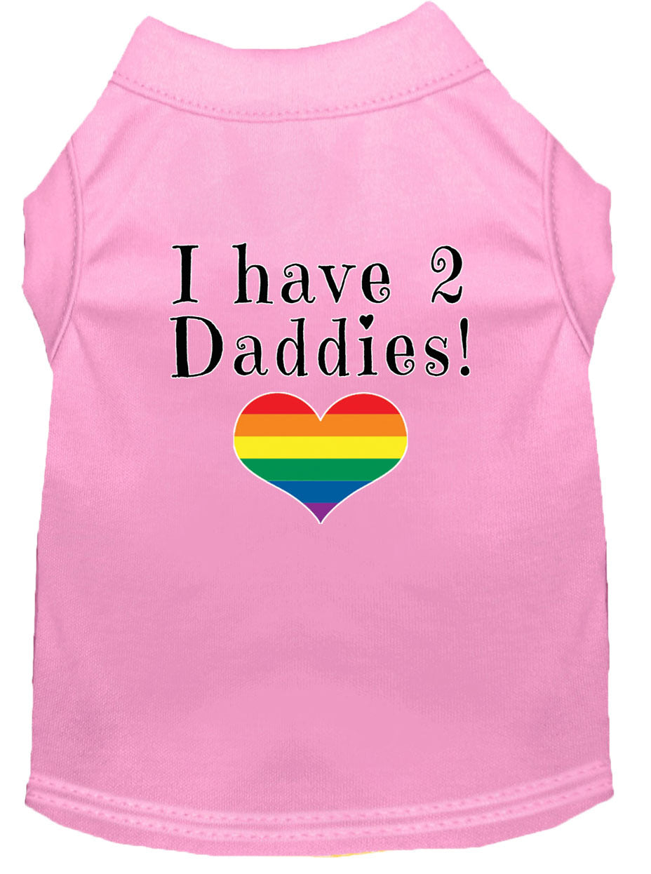 I Have Two Daddies Rainbow Heart Pride Pet T-Shirt Size MD