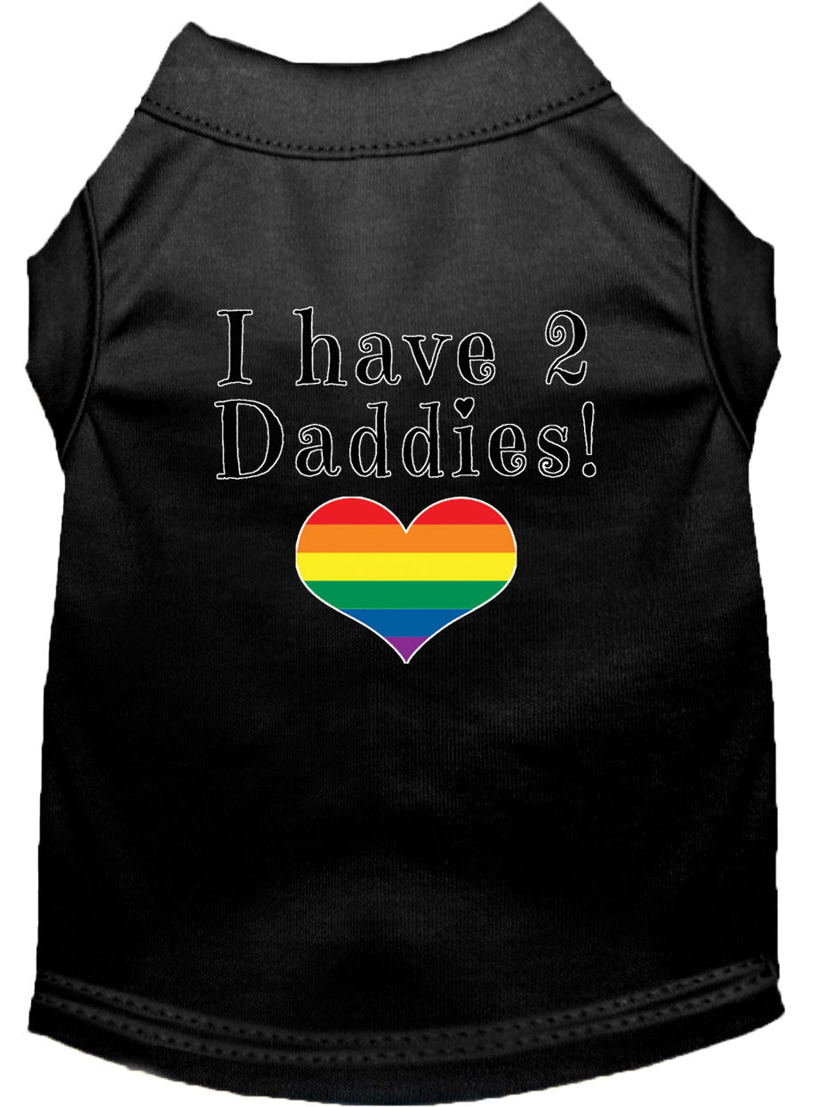 I Have Two Daddies Rainbow Heart Pride Pet T-Shirt Size MD