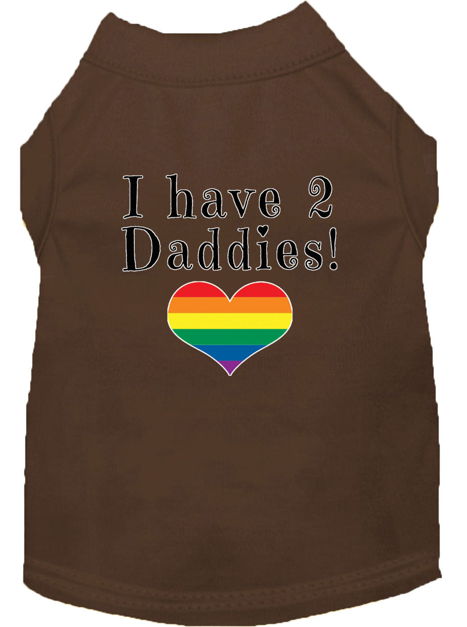 I Have Two Daddies Rainbow Heart Pride Pet T-Shirt Size LG
