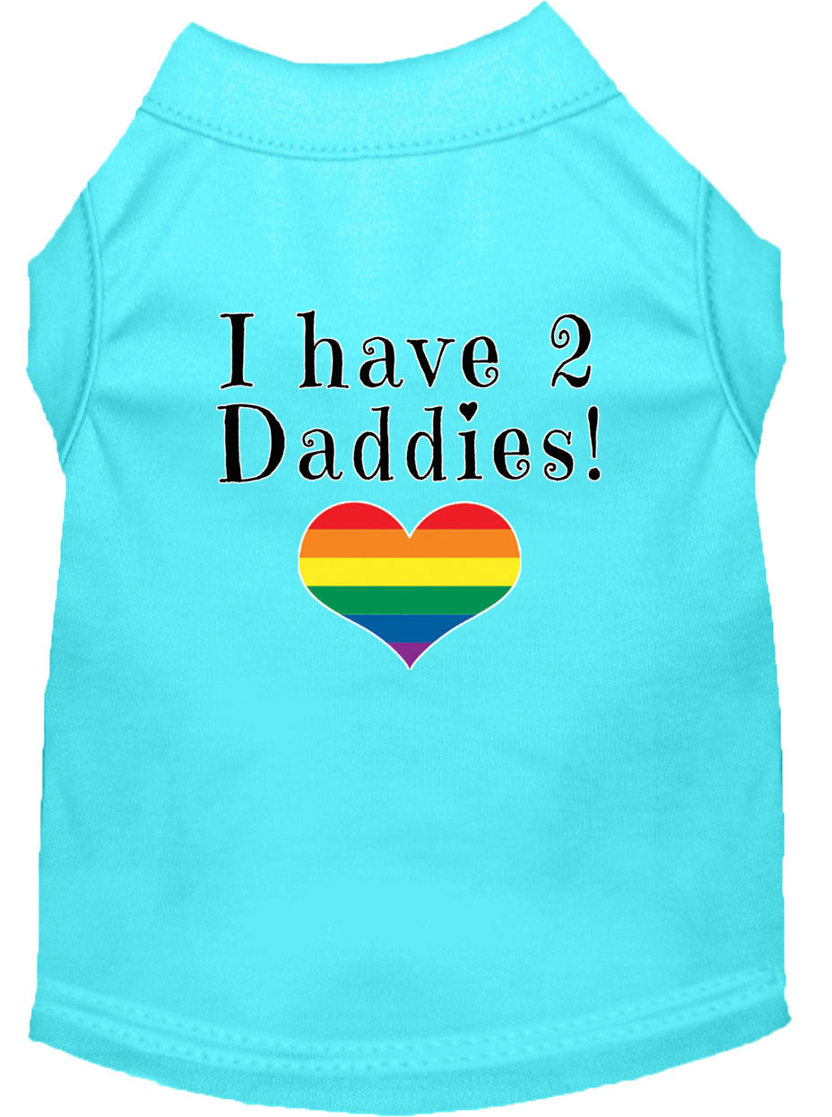 I Have Two Daddies Rainbow Heart Pride Pet T-Shirt Size XS