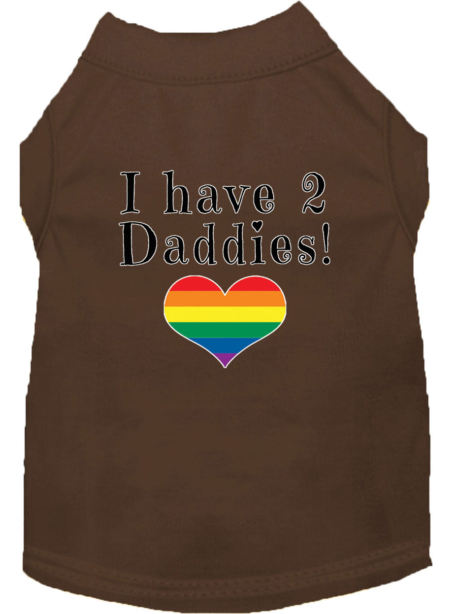 I Have Two Daddies Rainbow Heart Pride Pet T-Shirt Size XS