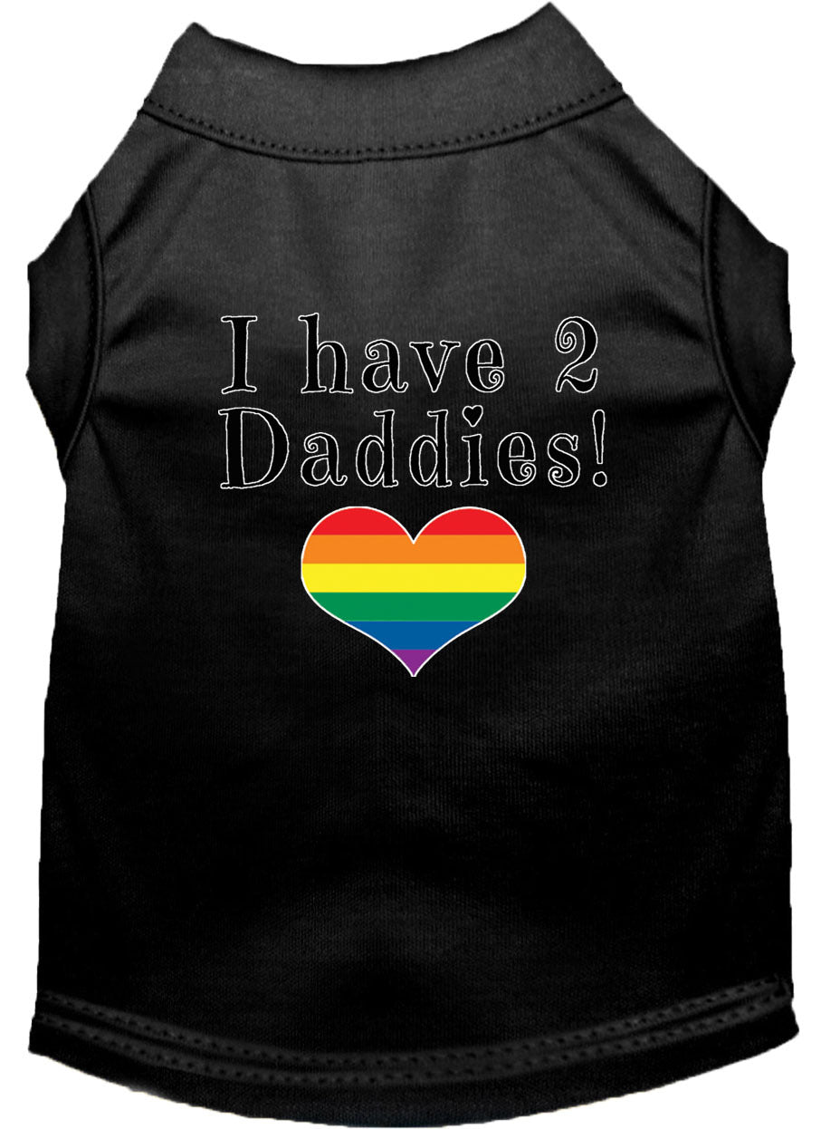 I Have Two Daddies Rainbow Heart Pride Pet T-Shirt Size XXL