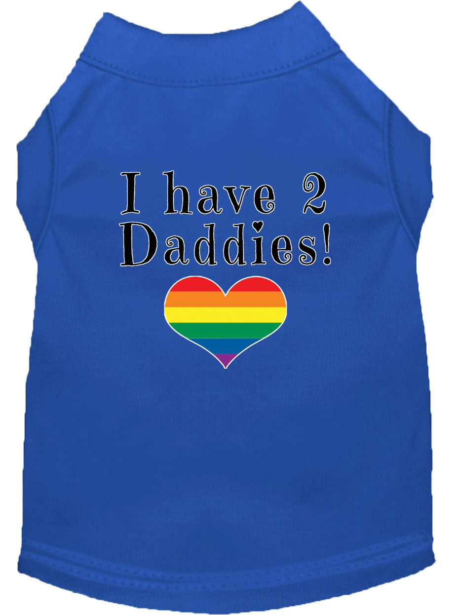 I Have Two Daddies Rainbow Heart Pride Pet T-Shirt Size XL