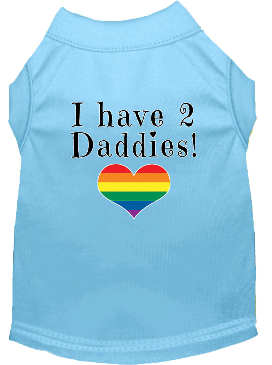 I Have Two Daddies Rainbow Heart Pride Pet T-Shirt Size XS