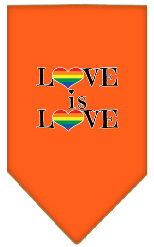 Love Is Love Rainbow Heart Pride Pet Bandana Color Orange