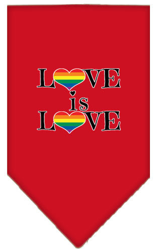 Love Is Love Rainbow Heart Pride Pet Bandana Color Red