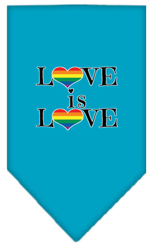 Love Is Love Rainbow Heart Pride Pet Bandana Color Turquoise