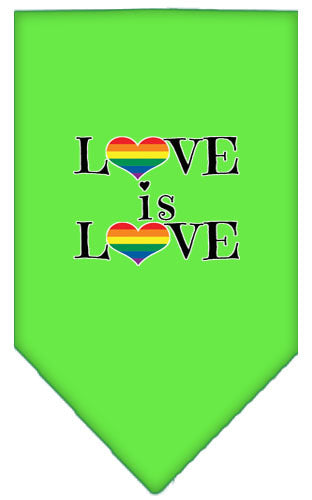 Love Is Love Rainbow Heart Pride Pet Bandana Color Lime Green